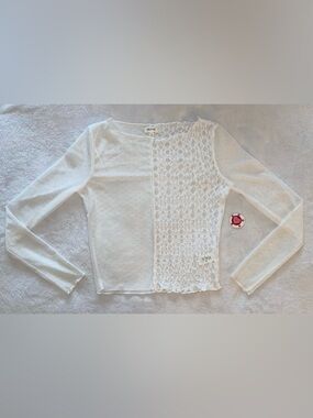 Self-E White Lace Panel Chemise Top
